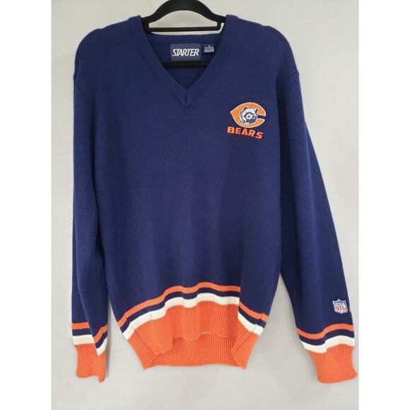 Vintage Starter‎ Chicago Bears Sweater NFL Football Mens V Neck Medium Pullover - Picture 1 of 7